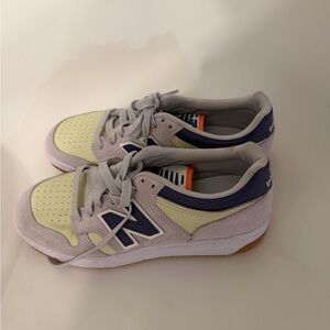 New Balance Kids' Cream and Navy Sneakers